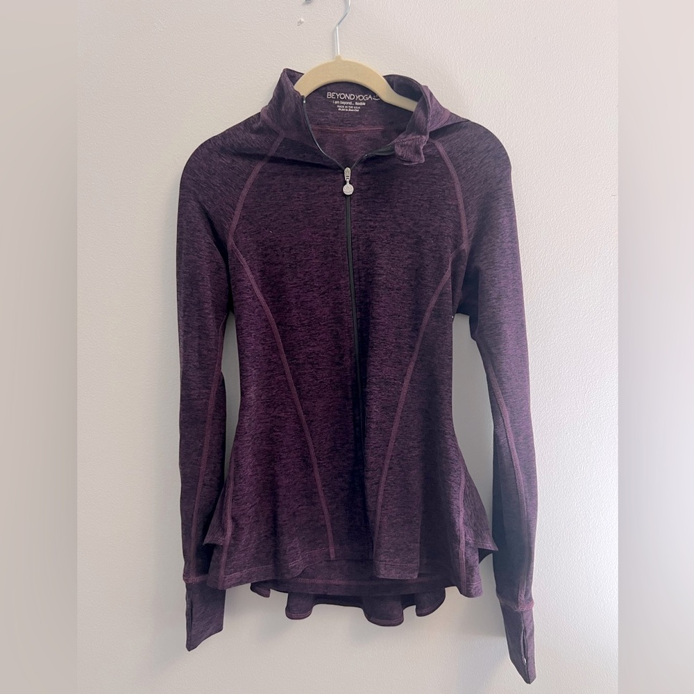 Beyond Yoga Peplum Back Zip Jacket - Purple - Size S
